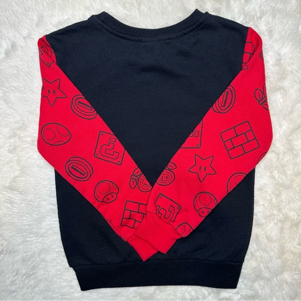 Nintendo Super Mario Sweatshirt Black & Red Size 5 - Picture 10 of 16
